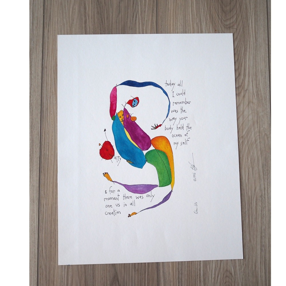One Us 1996 Print Brian Andreas  Print Multicolor Modern Boho 11x14 Good Signed